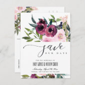 WEISSE BURGUNDY BLUSH BLLORAL BUNCH SAVE THE DATE ANKÜNDIGUNGSPOSTKARTE (Vorne/Hinten)