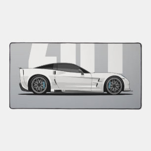 Weiße C6 ZR1-Supersportwagen-Seitenansicht Moderne Schreibtischunterlage