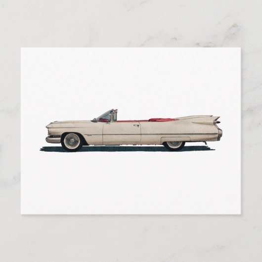 Weiße Cadillac Oldtimer Postkarte (Vorderseite)