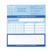 Weiße Caduceus Zahnarzternennung Notizblock (Vorderseite)