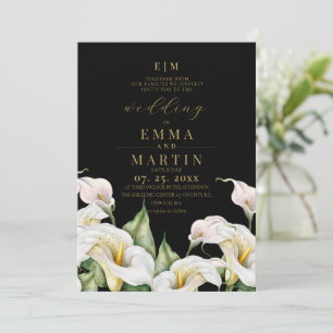 Weiße Calla-Aquarell-Elegante klassische Hochzeit Einladung