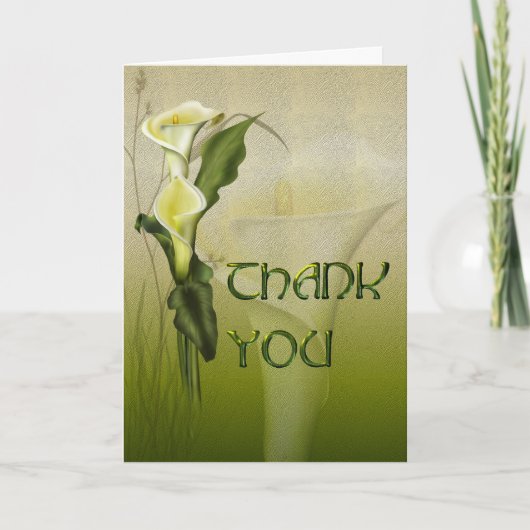 Weiße Calla-Hochzeit danken Ihnen Dankeskarte (Vorderseite)