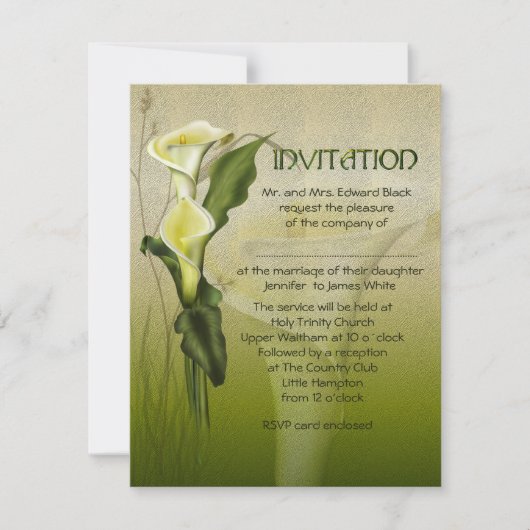 Weiße Calla-Hochzeit Einladung (Vorderseite)