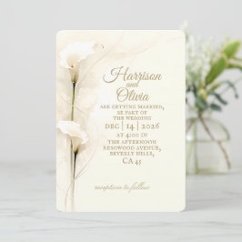 Weiße Calla-Lilie Aquarell Floral Einfache Hochzei Einladung