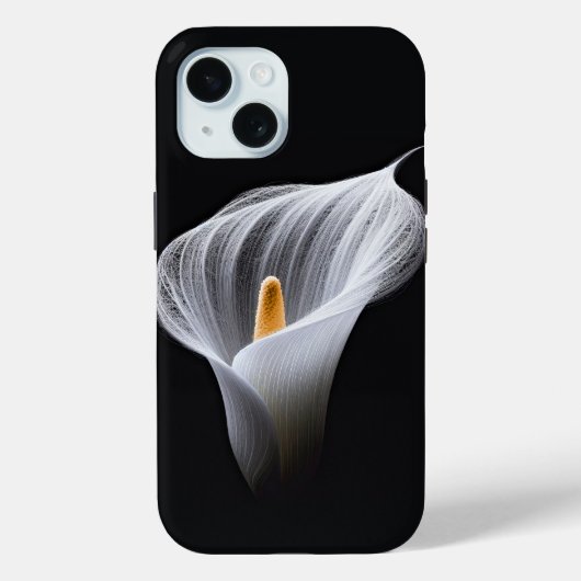 Weiße Calla-Lilie auf schwarz Case-Mate iPhone Hülle (Rückseite)