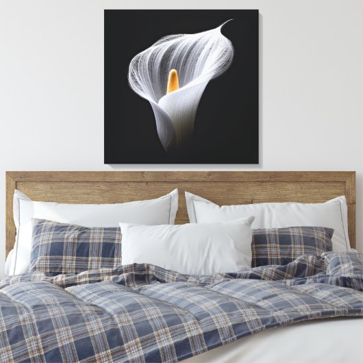 Weiße Calla-Lilie auf schwarz Leinwanddruck (Insitu (Schlafzimmer))