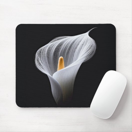 Weiße Calla-Lilie auf schwarz Mousepad (Mit Mouse)