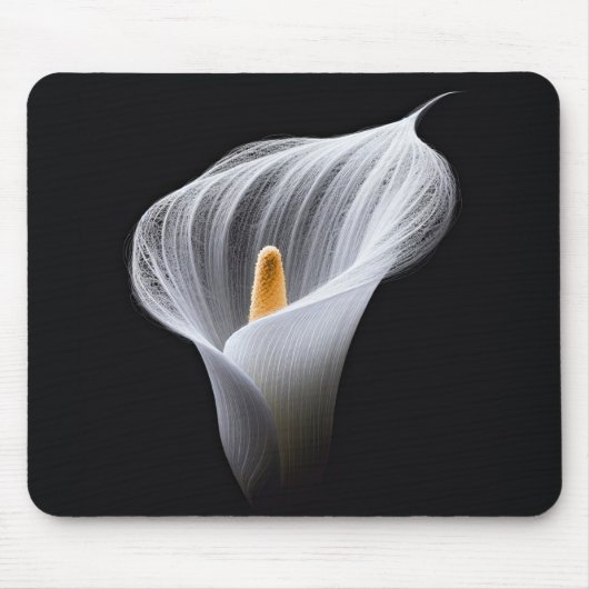 Weiße Calla-Lilie auf schwarz Mousepad (Vorne)