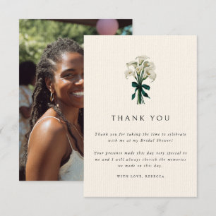 Weiße Calla-Lilie Elegante Foto-Braut-Shower Dankeskarte