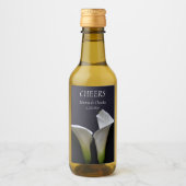 Weiße Calla-Lilien auf schwarzer Hochzeit Weinetikett (Vorderseite)