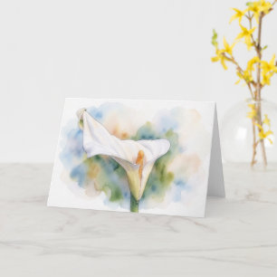 Weiße Calla-Lilien-Blumenkunst-Notizkarte Karte