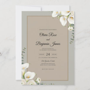 Weiße Calla-Lilien-Hochzeit Einladung