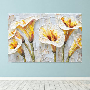 Weiße Calla-Lilien Texturierte Abstrakte Wandkunst Leinwanddruck