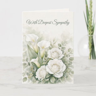 Weiße Calla-Lilien und Rosen Karte mit tiefstem Be