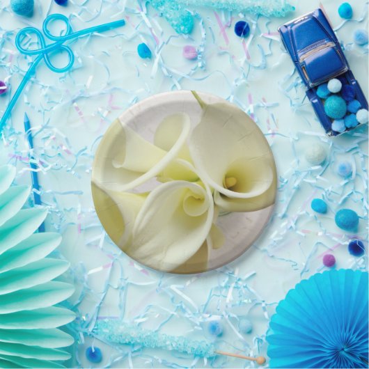 Weiße Calla-Lilien von oben Pappteller (Party)