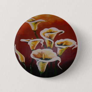 Weiße Calla Lilies künstlerische Schnitt Blume auf Button