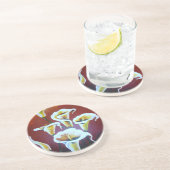 Weiße Calla Lilies künstlerische Schnitt Blume auf Getränkeuntersetzer (Seite)