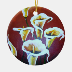 Weiße Calla Lilies künstlerische Schnitt Blume auf Keramikornament