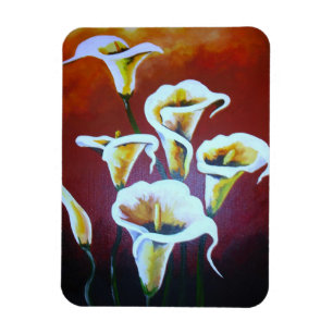 Weiße Calla Lilies künstlerische Schnitt Blume auf Magnet