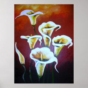 Weiße Calla Lilies künstlerische Schnitt Blume auf Poster