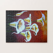 Weiße Calla Lilies künstlerische Schnitt Blume auf Puzzle (Horizontal)