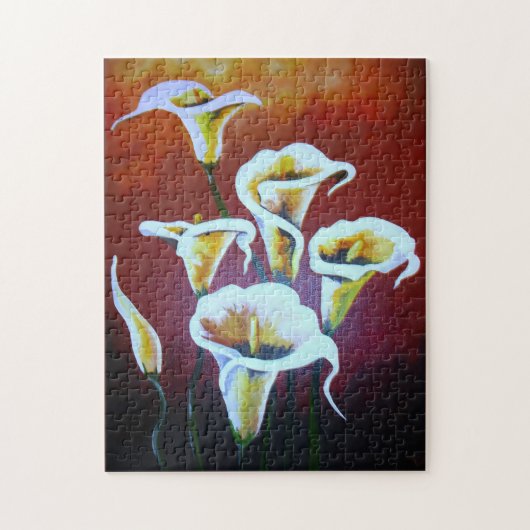 Weiße Calla Lilies künstlerische Schnitt Blume auf Puzzle (Vertikal)