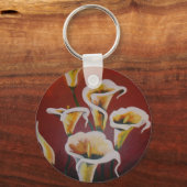 Weiße Calla Lilies künstlerische Schnitt Blume auf Schlüsselanhänger (Vorderseite)