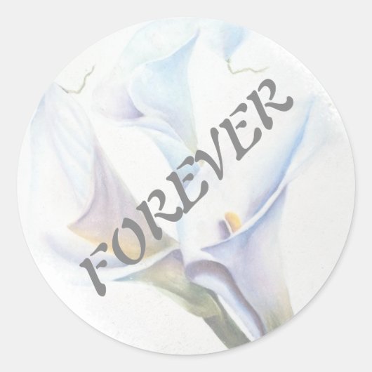 WEISSE CALLA LILIES WEDDSTICKER RUNDER AUFKLEBER (Vorderseite)