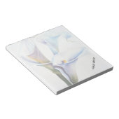 WEISSE CALLA LILILILIES KUNSTBARE NOTE PAD NOTIZBLOCK (angewinkelt)