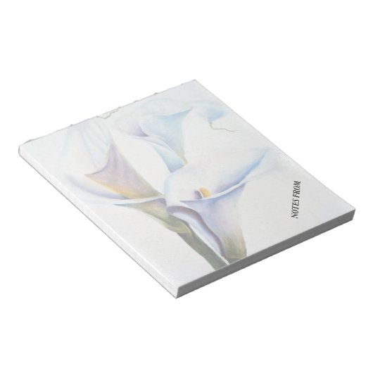 WEISSE CALLA LILILILIES KUNSTBARE NOTE PAD NOTIZBLOCK (angewinkelt)
