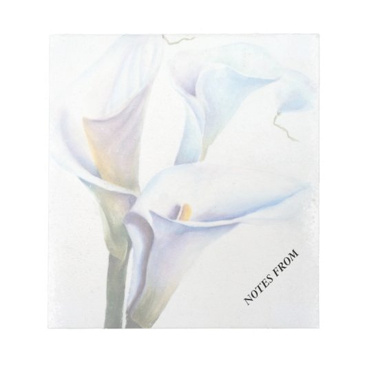 WEISSE CALLA LILILILIES KUNSTBARE NOTE PAD NOTIZBLOCK (Vorderseite)