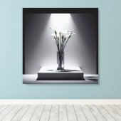 Weiße Calla Lily Bouquet im Spotlight Leinwanddruck (Insitu (Holzboden))