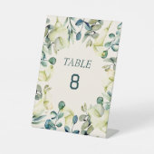 Weiße Calla Lily Eucalyptus-Tischnummer Sockelschild (Vorderseite)