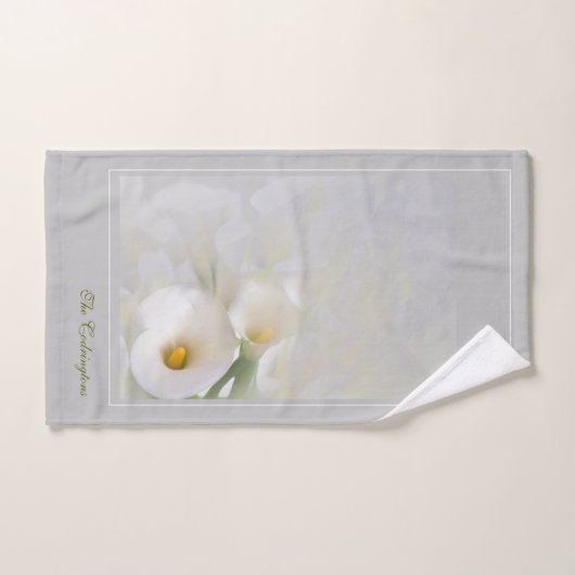 Weiße Calla Lily mit Foliage personalisieren Badhandtuch Set (Handtuch)