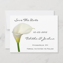 Weiße Calla Lily speichern die Datumskarten
