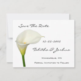 Weiße Calla Lily speichern die Datumskarten Save The Date
