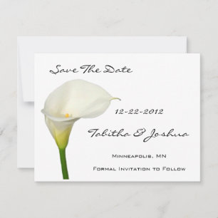 Weiße Calla Lily speichern die Datumskarten Save The Date