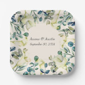 Weiße Calla Lily und Eukalyptus Pappteller (Vorderseite)