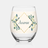 Weiße Calla Lily und Eukalyptus Weinglas Ohne Stiel (Vorderseite)