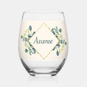 Weiße Calla Lily und Eukalyptus Weinglas Ohne Stiel (Rückseite)