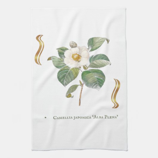 Weiße Camelia Geschirrtuch (Vertikal)
