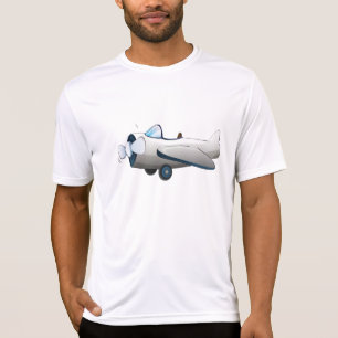 Weiße Cartoon-Propellerflugzeug-Retro-Optik Vintag T-Shirt
