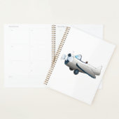 Weiße Cartoon-Propellerflugzeug Retro-Stil Vintage Planer (Anzeige)