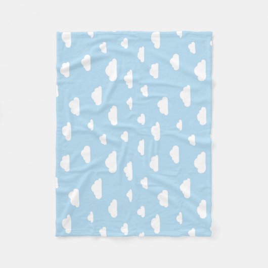 Weiße Cartoon-Wolken auf blauem Hintergrund-Muster Fleecedecke (Vorderseite)