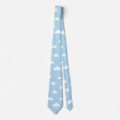 Weiße Cartoon-Wolken auf blauem Hintergrund-Muster Krawatte (Vorderseite)