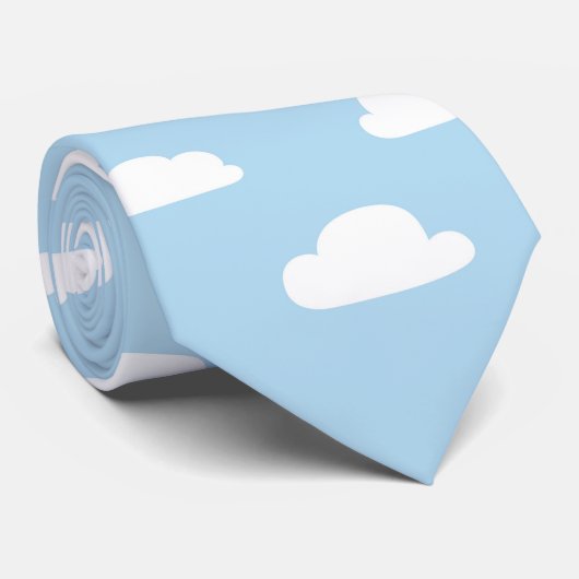 Weiße Cartoon-Wolken auf blauem Hintergrund-Muster Krawatte (Gerollt)