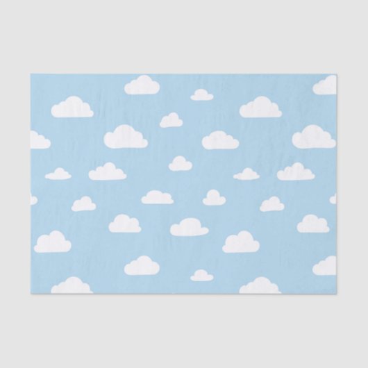 Weiße Cartoon-Wolken auf blauem Hintergrund-Muster Seidenpapier (Vorderseite)