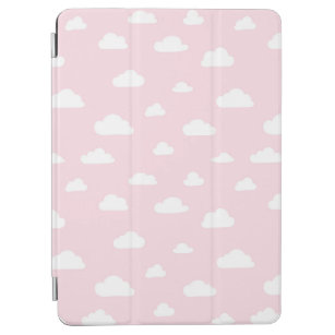 Weiße Cartoon-Wolken auf rosa Hintergrundmuster iPad Air Hülle
