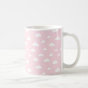 Weiße Cartoon-Wolken auf rosa Hintergrundmuster Kaffeetasse
