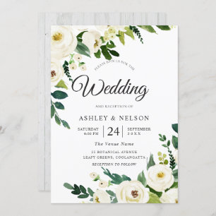 Weiße Champagner-Blume Elegante Rustikale Hochzeit Einladung